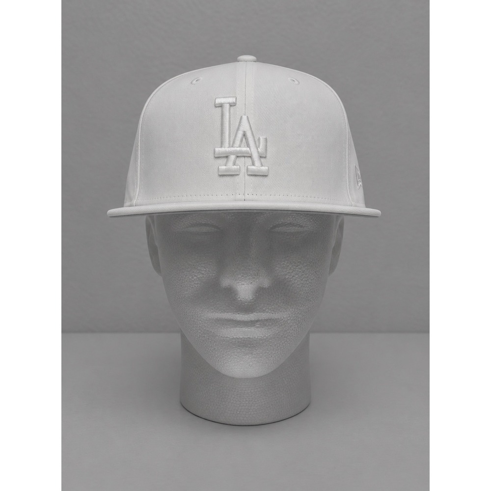 New Era 59FIFTY LA Dodgers White on White Fitted Hat Size 7 5/8 MLB Baseball